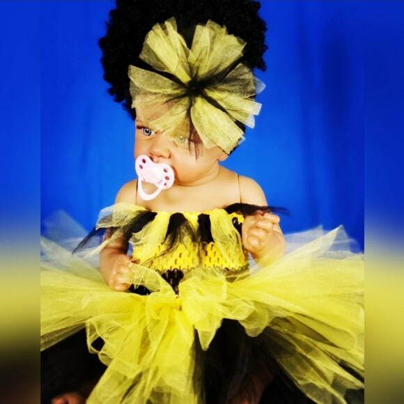 BLACK FRIDAY SALE - Baby TuTu Dress & Headband Black & Yellow Size NB - 6 Mos. - Picture 8 of 10